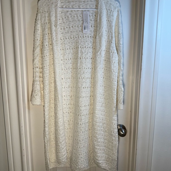 Soft Surroundings Calistoga Pointelle Cardigan Ivory Pearl M - Picture 1 of 9